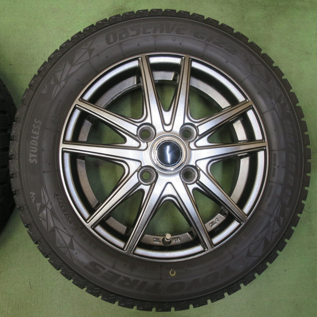 バリ溝！22年！キレイ！8.5分◎スタッドレス 155/65R13 トーヨー オブザーブ GIZ2 社外 アルミ 13インチ PCD100/4H◎6081205イス