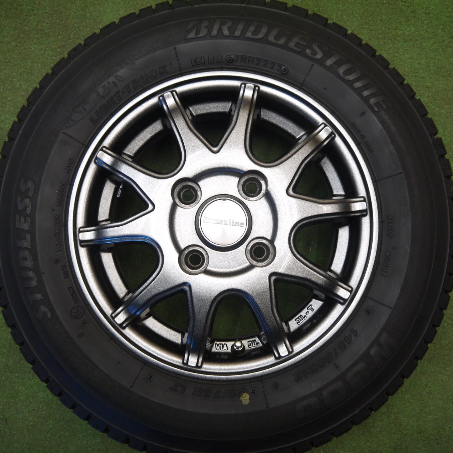 キレイ！23年★スタッドレス 145/80R12 80/78N ブリヂストン W300 Humanline ヒューマンライン 12インチ PCD100/4H★6031607Hス