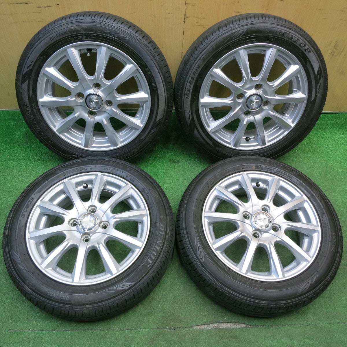 [送料無料] バリ溝！22年！9分★155/65R14 ダンロップ EC202 JOKER ジョーカー 14インチ PCD100/4H★5030701NJノ