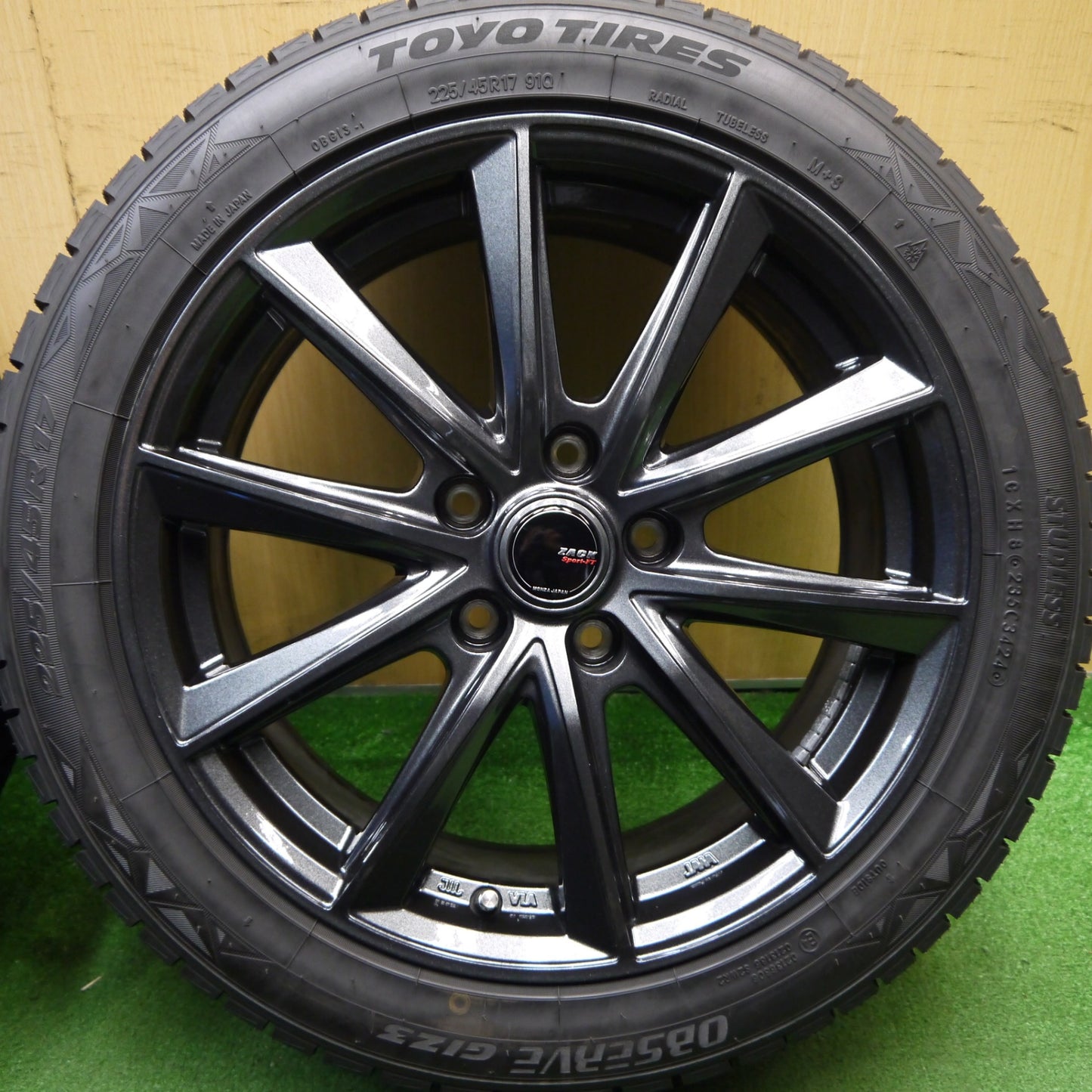 タイヤほぼ未使用！24年！キレイ★スタッドレス 225/45R17 トーヨー オブザーブ GIZ3 ZACK Sport-FT MONZA ザック 17インチ PCD114.3/5H★5042309Hス