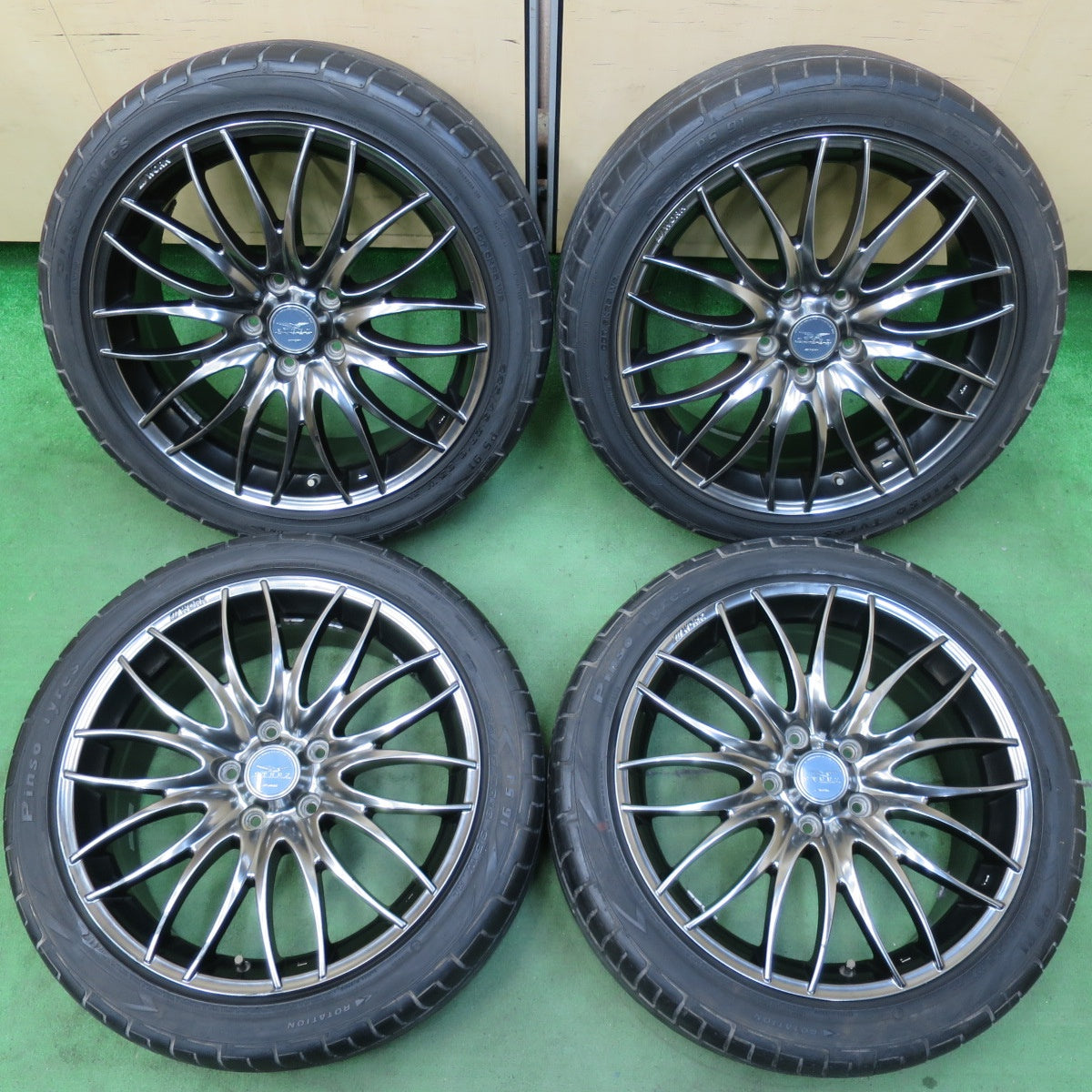 [送料無料] バリ溝！9.5分★WORK STEEZ 225/45R18 ピンソ PS91 ワーク スティーズ 18インチ PCD114.3/5H★5020907IMノ