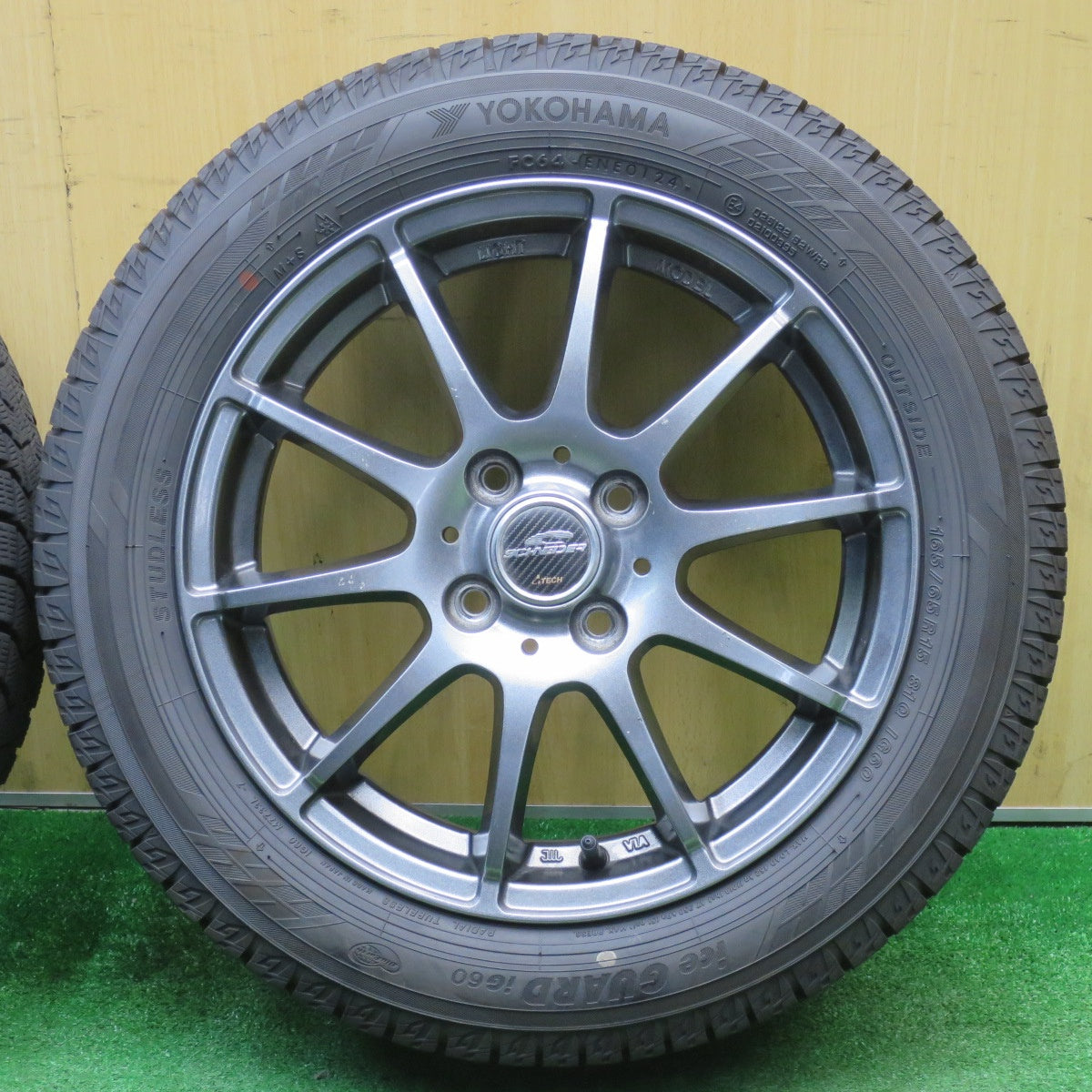 バリ溝！24年！9.5分★スタッドレス 165/65R15 ヨコハマ アイスガード iG60 SCHNEIDER シュナイダー 15インチ タフト ソリオ 等 PCD100/4H★5121814NJス
