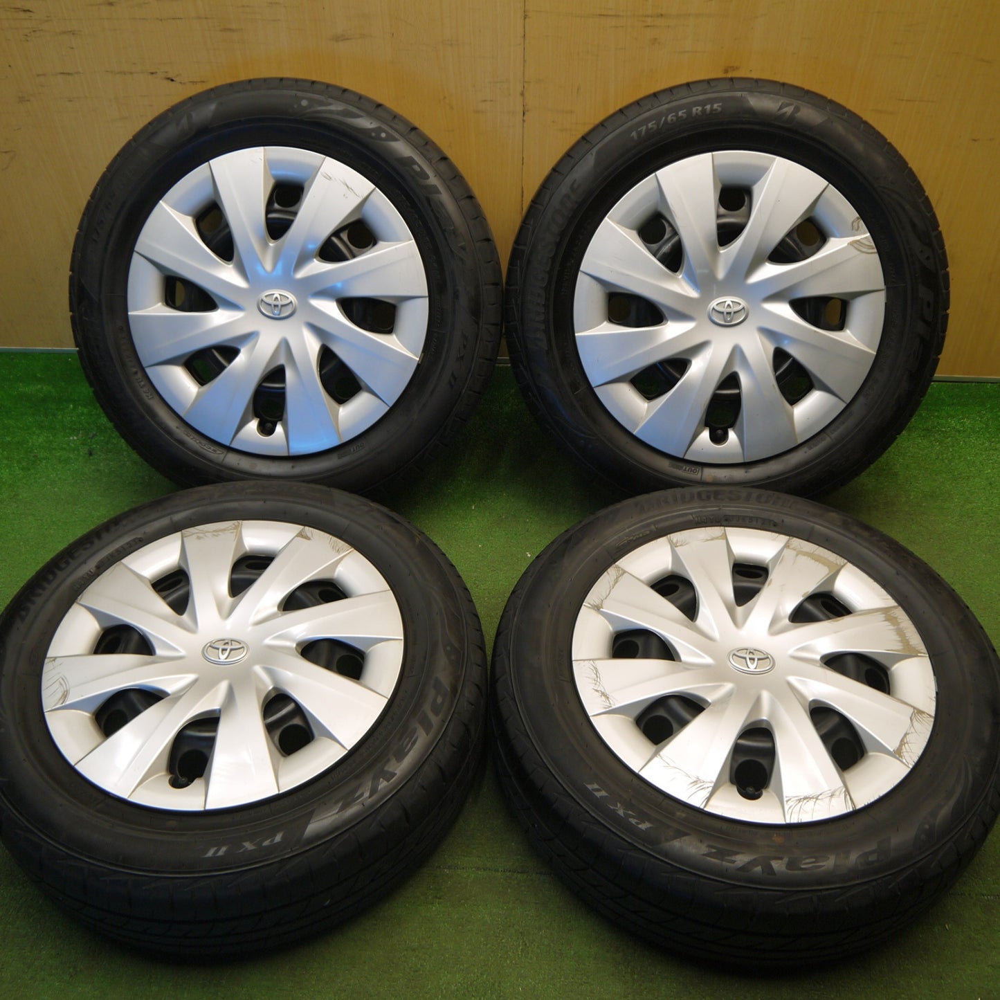 バリ溝！9分★トヨタ ポルテ 等 純正 スチール 175/65R15 ブリヂストン プレイズ PX2 15インチ PCD100/4H★6031609Hノ