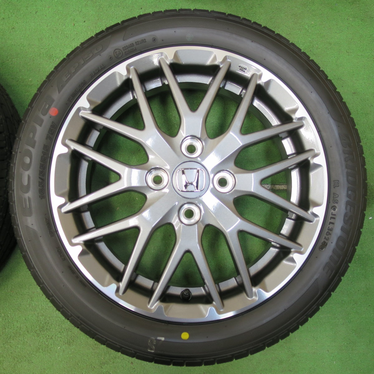 [送料無料] 新車外し！24年★ホンダ N-ONE N-BOX カスタム 純正 ENKEI 165/55R15 ブリヂストン エコピア EP150 エンケイ PCD100/4H★4110304イノ