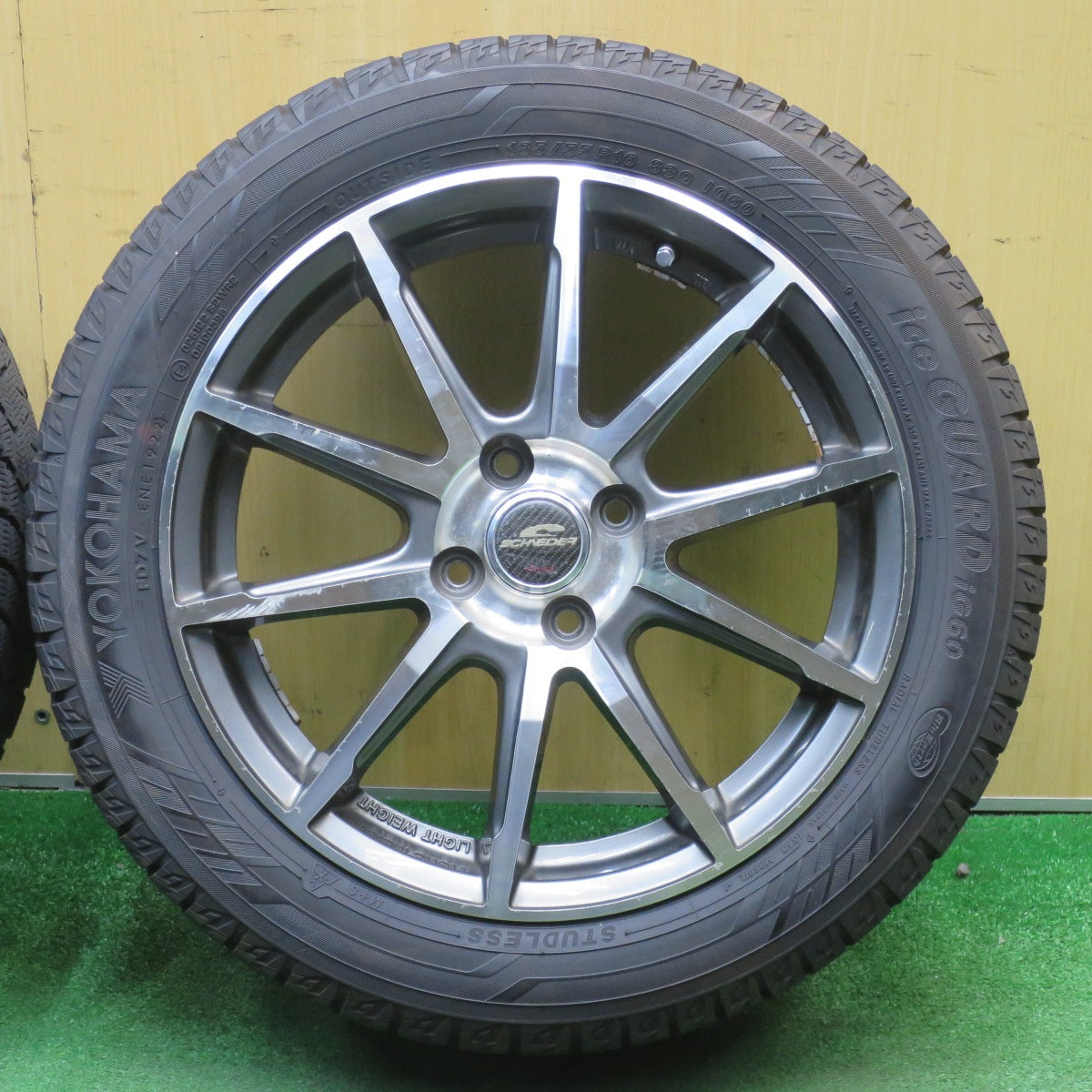 バリ溝！22年！9.5分★スタッドレス 185/55R16 ヨコハマ アイスガード iG60 SCHNEIDER シュナイダー 16インチ PCD100/4H★6020601NJス