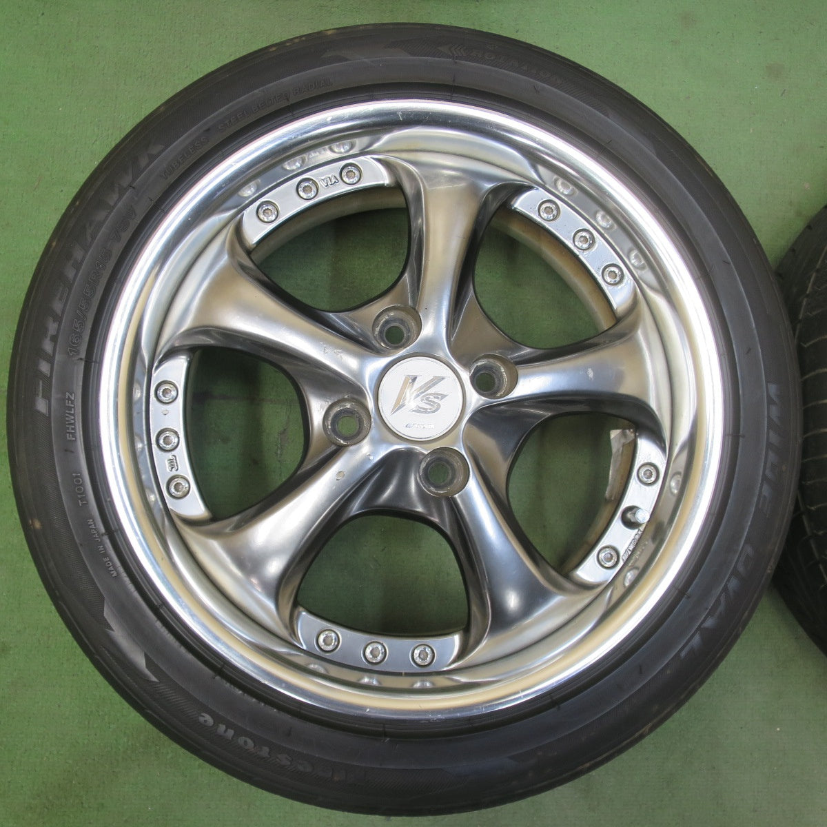4本価格★WORK VS-KF 165/55R15 ファイアストン ファイアホーク ワイドオーバル 15インチ ワーク PCD100/4H★6032409イノ