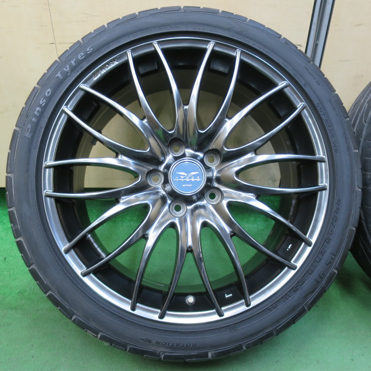 [送料無料] バリ溝！9.5分★WORK STEEZ 225/45R18 ピンソ PS91 ワーク スティーズ 18インチ PCD114.3/5H★5020907IMノ