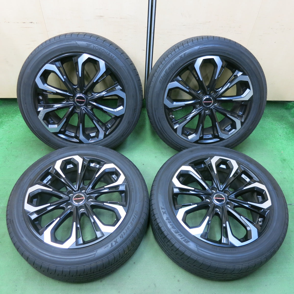バリ溝！21年！9分★LEYSEEN PRAVA 5X 225/55R19 ヨコハマ BluEarth-XT AE61 19インチ レイシーン プラバ PCD114.3/5H★5062609SYノ