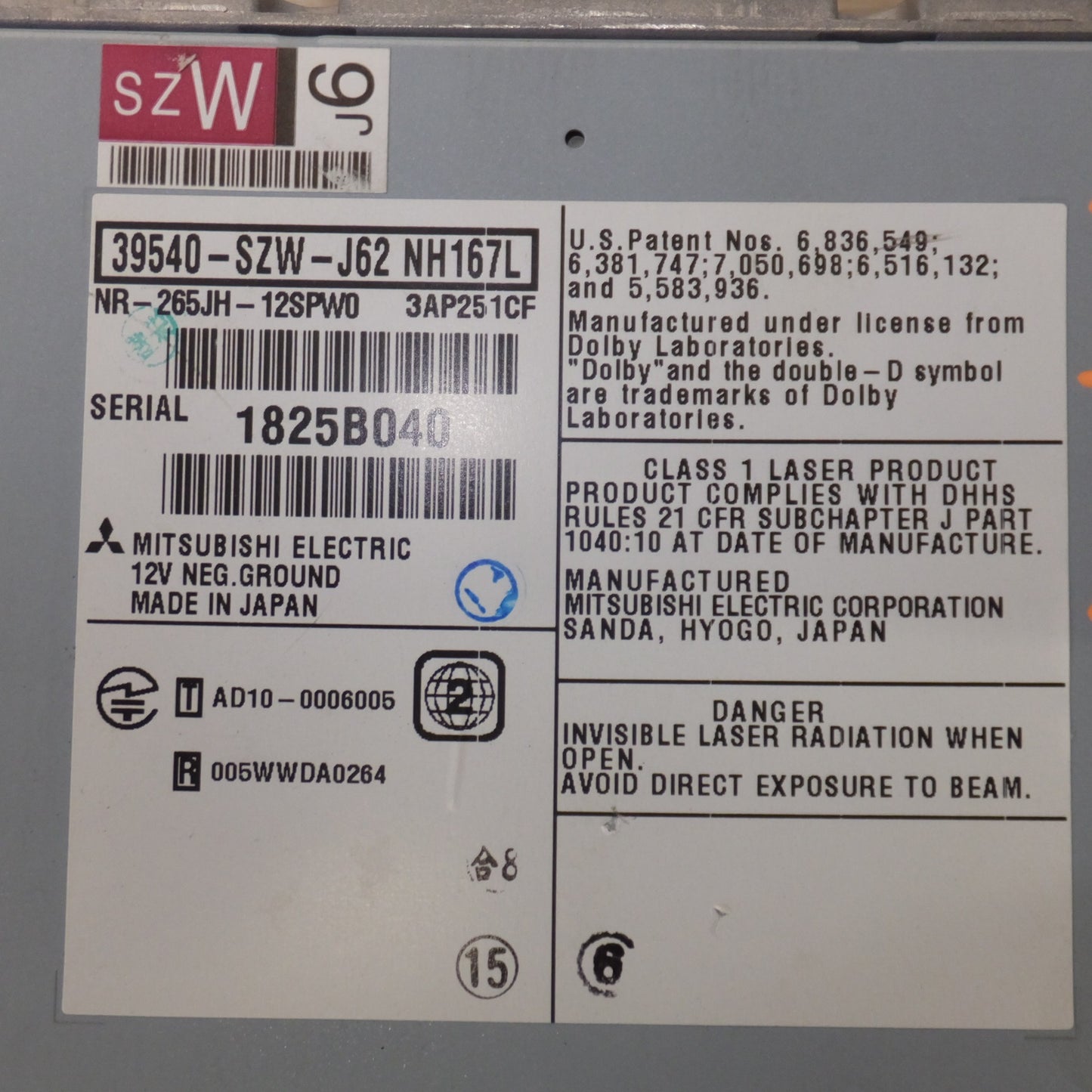 [送料無料] 現状品★三菱製 ホンダ 純正 ステップワゴン スパーダ RK5 RK6 HDDナビ 39540-SZW-J62 NH167L(18)★
