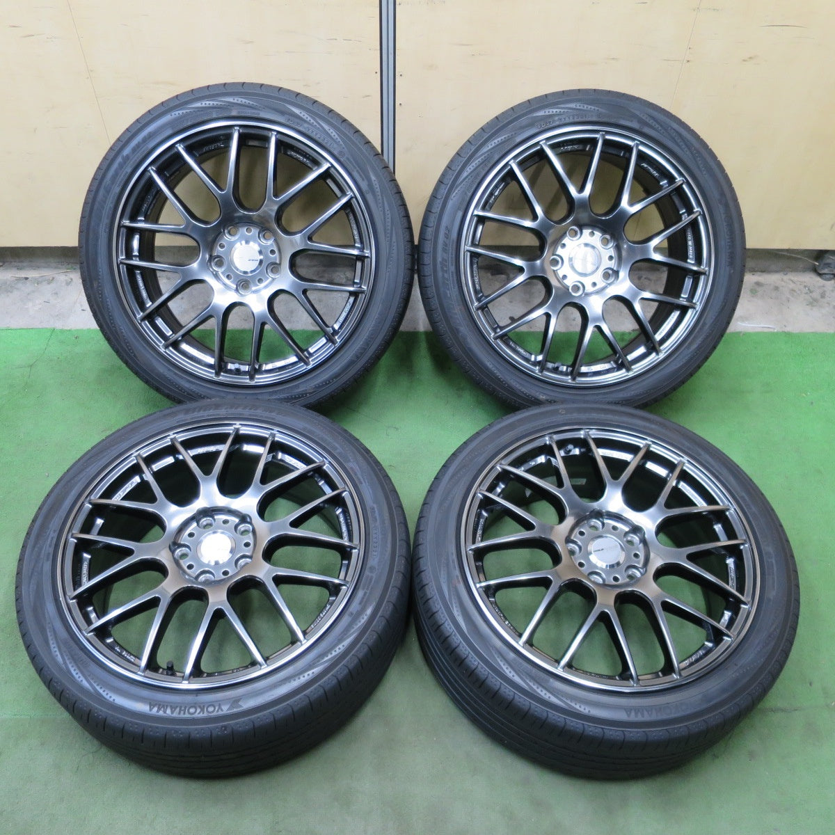 キレイ◎WORK EMOTION EMT-M8R GTK 225/45R18 ヨコハマ ブルーアース RV-02 ワーク エモーション 18インチ PCD114.3/5H◎6082801NGノ