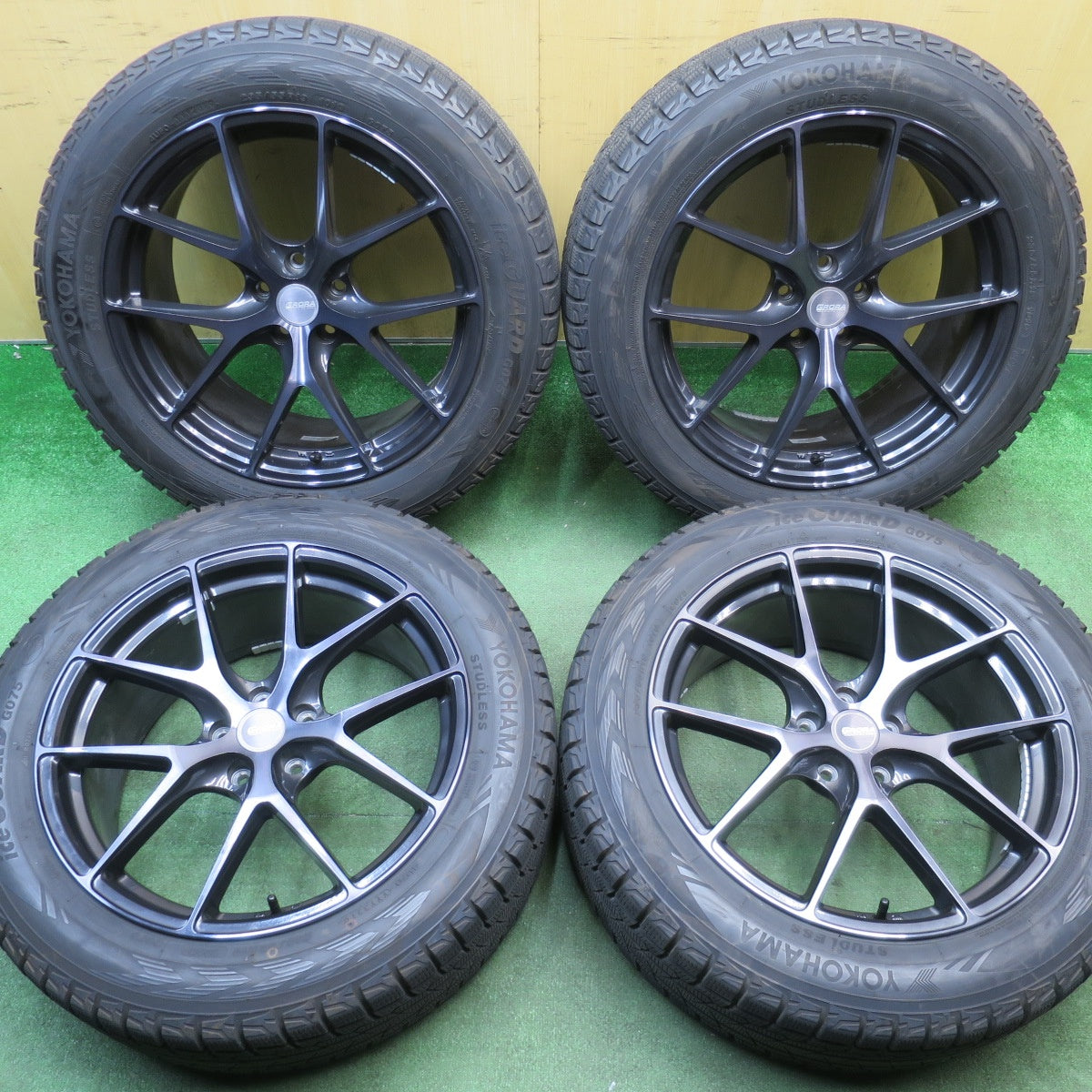 バリ溝！キレイ！9.5分★アウディ 等 235/55R19 スタッドレス ヨコハマ アイスガード G075 ERST GRORA GS15V エアスト 19インチ PCD112/5H★6031102NJス