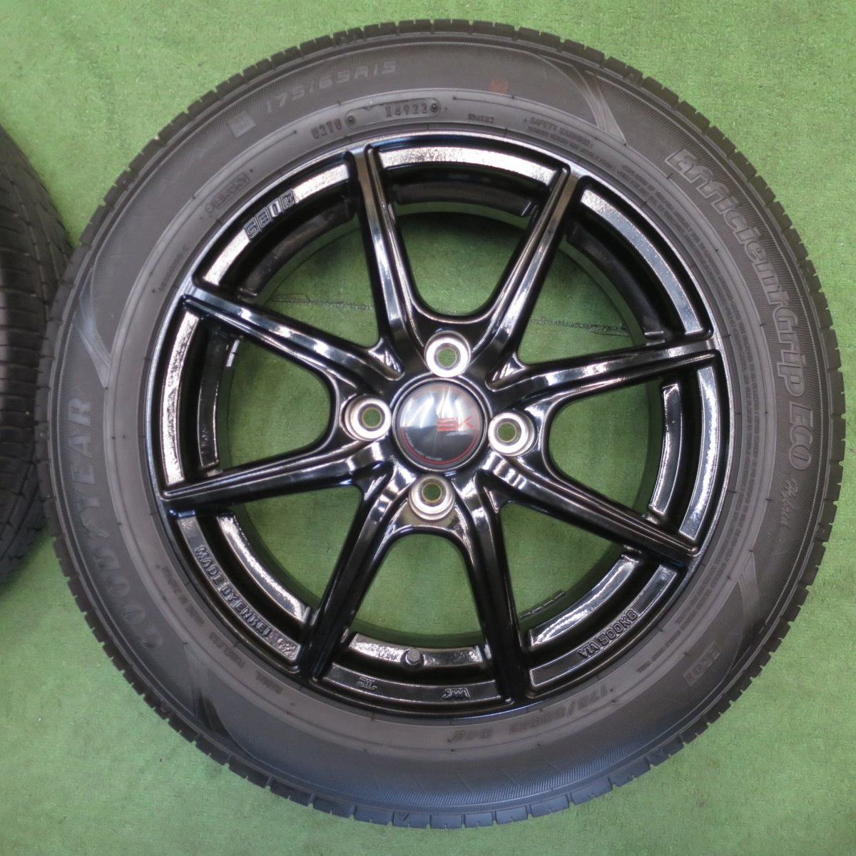 バリ溝！22年！キレイ！9分★175/65R15 グッドイヤー EfficientGrip ECO hybrid EG01 SEIN-EK AME ザイン 15インチ PCD100/4H★6051202NJノ