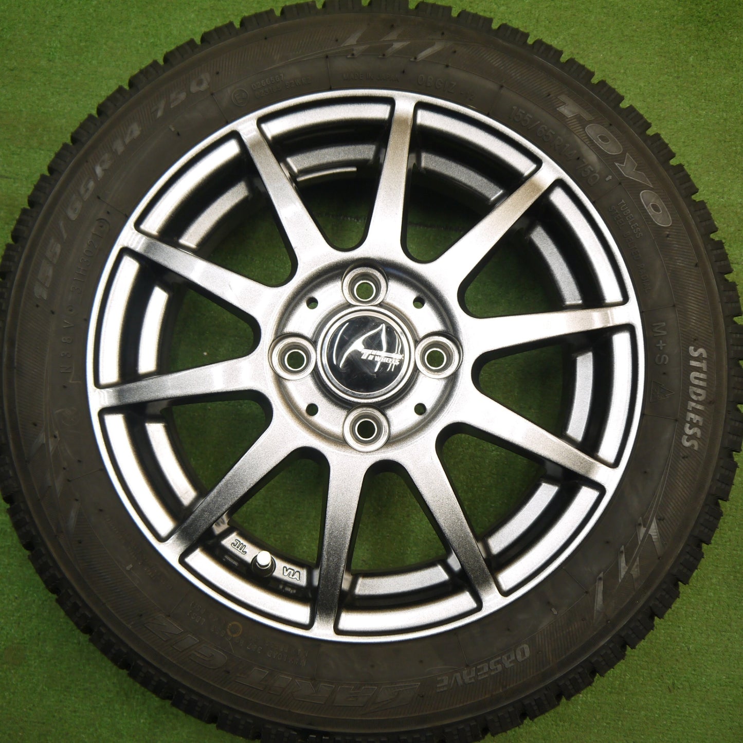 バリ溝！9.5分★スタッドレス 155/65R14 トーヨー オブザーブ ガリット GIZ Ti WHEELS 14インチ PCD100/4H★6030305Hス