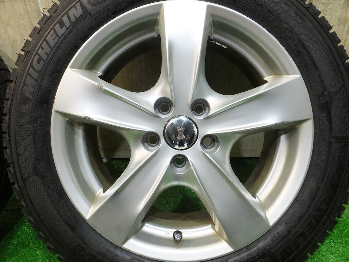 [送料無料] バリ溝！19年！ほぼ10分★ワーゲン 等 185/60R15 スタッドレス AGA ミシュラン X-ICE XI3 15インチ PCD100/5H★2071905Hス