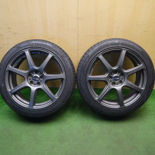 バリ溝！25年！キレイ！ほぼ10分！2本★インプレッサ 等 WORK EMOTION WFT EMT-T7R 225/45R18 ミネルバ ラジアル F205 ワーク エモーション 18インチ PCD100/5H★6011407Hノ