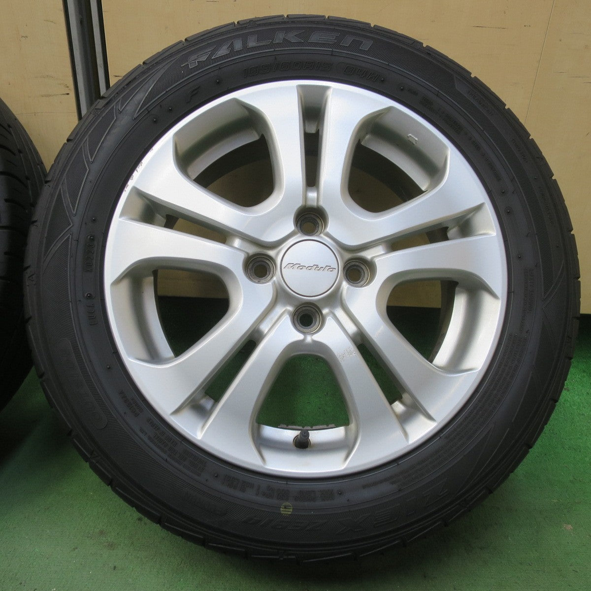 バリ溝！23年！8.5分◎ホンダ フィット シャトル 純正 Modulo ME-006 185/60R15 ファルケン ZIEX ZE914 モデューロ 15インチ PCD100/4H◎6093007イノ