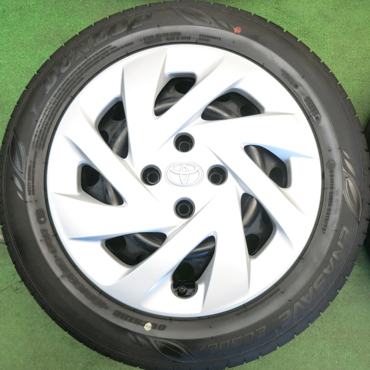 バリ溝！25年！キレイ！9分★トヨタ カローラ フィールダー 純正 スチール 185/60R15 ダンロップ エナセーブ EC300+ 15インチ PCD100/4H★6051709HAノ