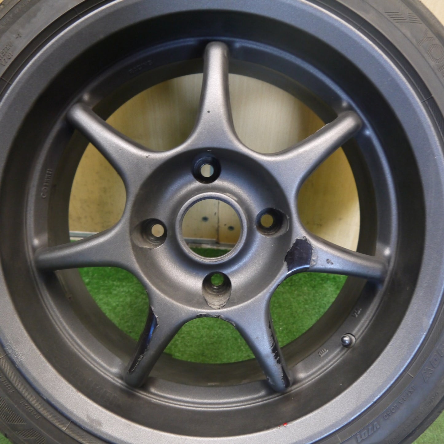 バリ溝！25年！9分！1本◎215/45R16 ヨコハマ アドバン FLEVA ENKEI Racing S エンケイ レーシング 16インチ PCD114.3/4H◎6061202Hノ