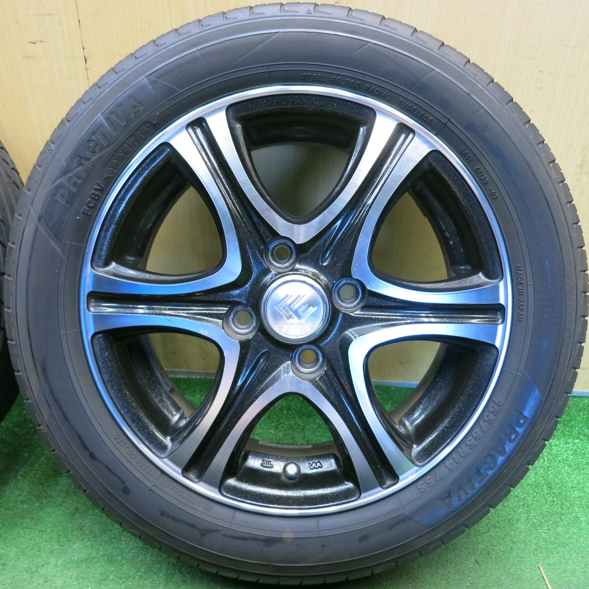 バリ溝！9分◎155/65R14 プラクティバ ヨコハマ 製 CEREBRO セレブロ 14インチ PCD100/4H◎6080602HAノ