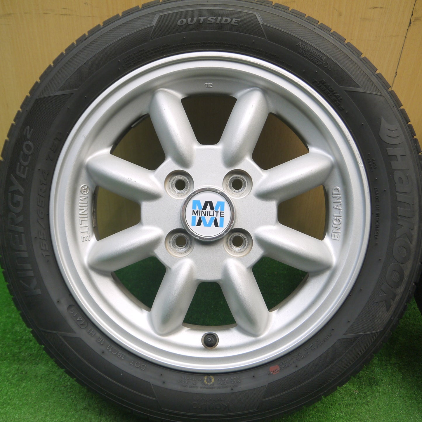 [送料無料] 4本価格★ダイハツ ミラジーノ ミニライト MINILITE 純正 155/65R14 ハンコック キナジー ECO2 14インチ PCD100/4H★5012011Hノ