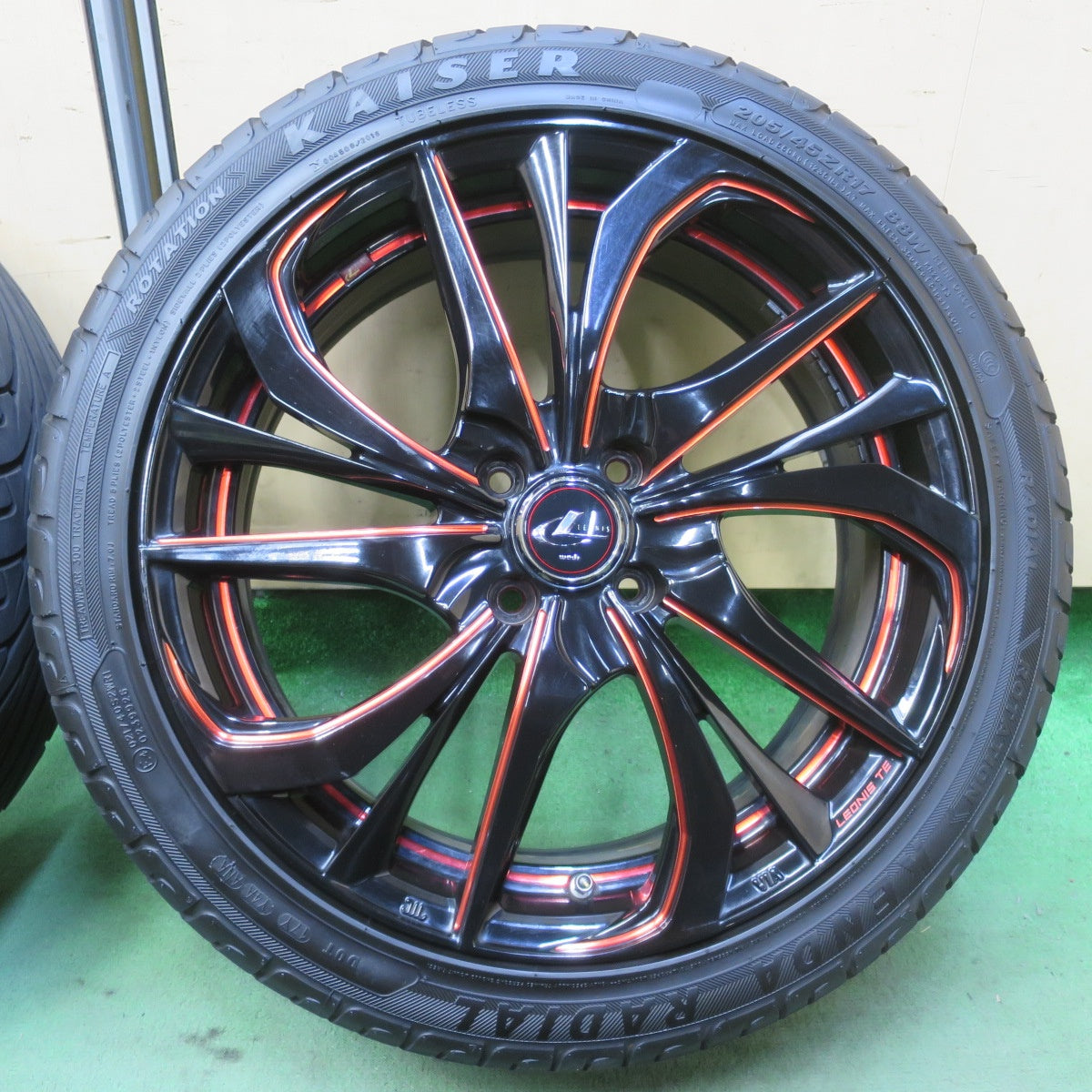 バリ溝！25年！9.5分◎LEONIS TE 205/45R17 ケンダ ラジアル カイザー レオニス 17インチ PCD100/4H◎6080507IMノ