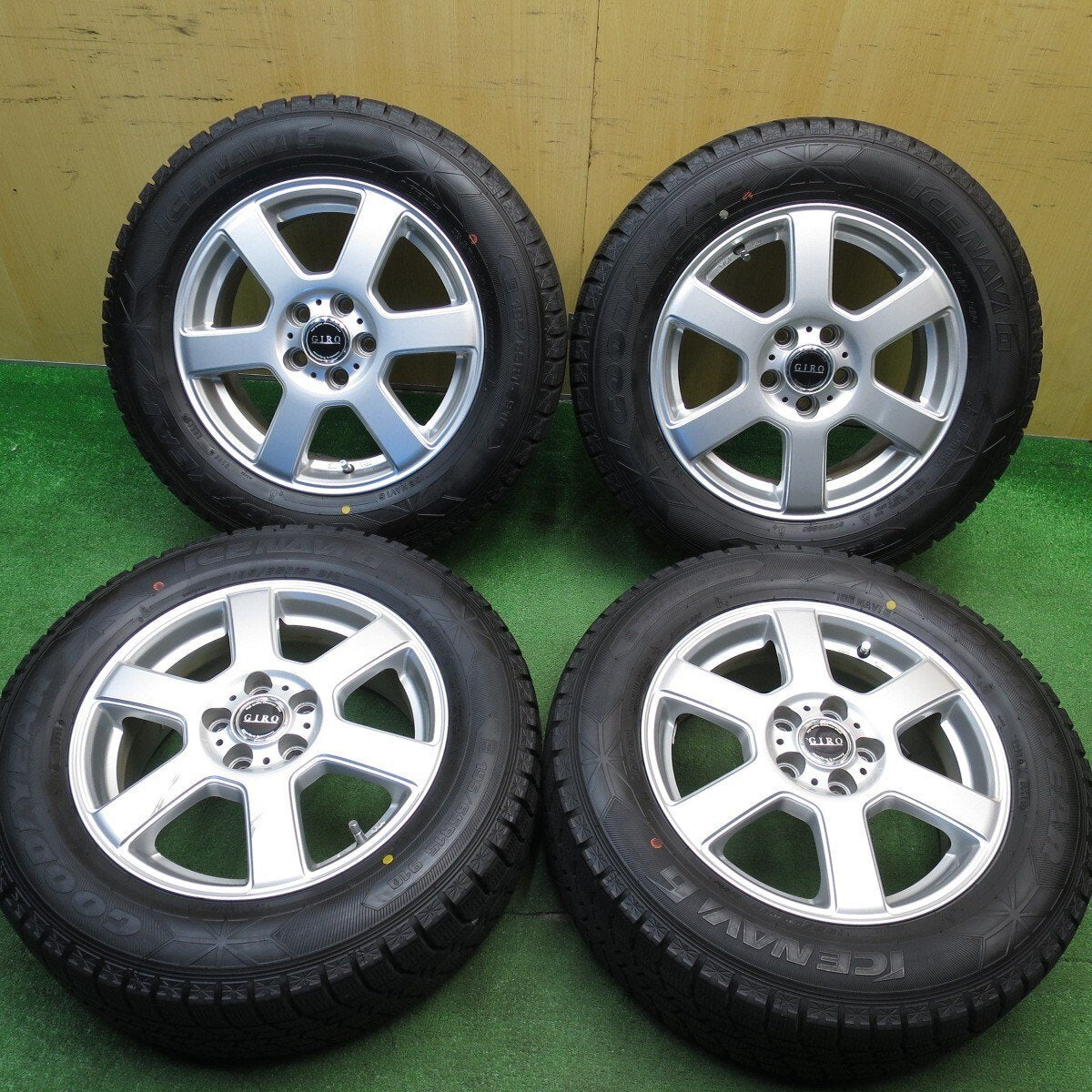 バリ溝 綺麗 8.5分★プリウス 等 195/65R15 スタッドレス グッドイヤー アイスナビ6 GIRO ギロ 15インチ PCD100/5H★5030707Hス