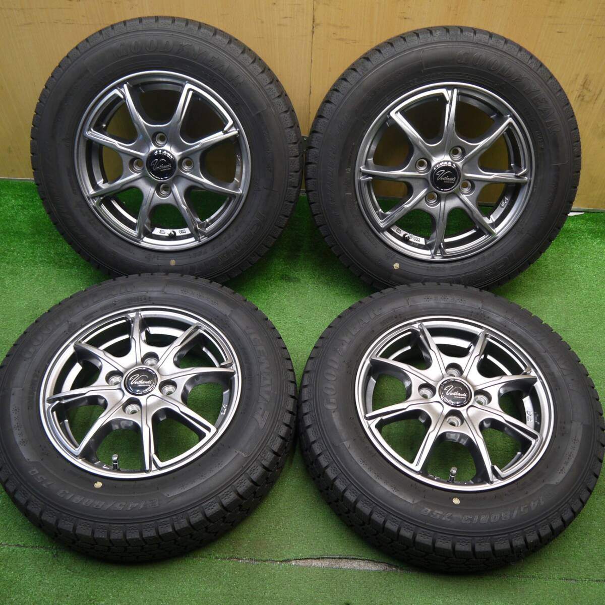 バリ溝！23年！キレイ！ほぼ10分★スタッドレス 145/80R13 グッドイヤー アイスナビ7 Verthandi ヴェルサンディ ヴェルザンディ 13インチ PCD100/4H★5031701Hス