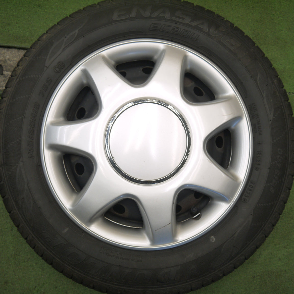 バリ溝！25年！ほぼ10分◎ダイハツ タント ムーヴ ミラ 等 純正 スチール 145/80R13 ダンロップ エナセーブ EC204 13インチ PCD100/4H◎6082801Hノ