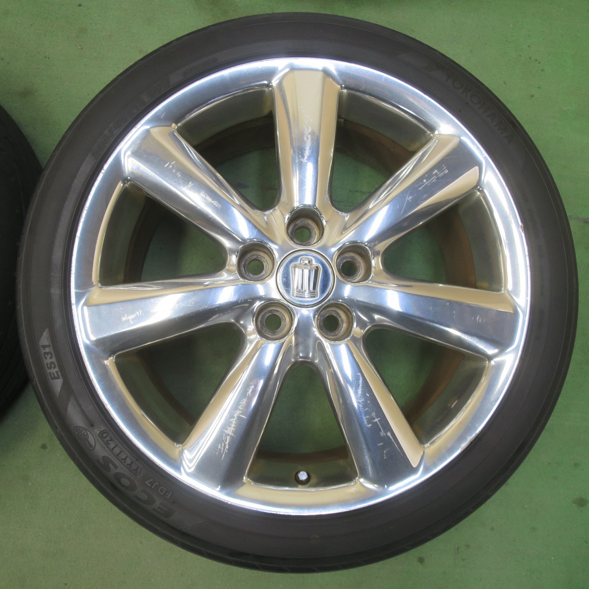 4本価格★トヨタ クラウン アスリート アニバーサリー メッキ 特別仕様車 純正 225/45R18 ヨコハマ エコス ES31 18インチ PCD114.3/5H★6032601イノ