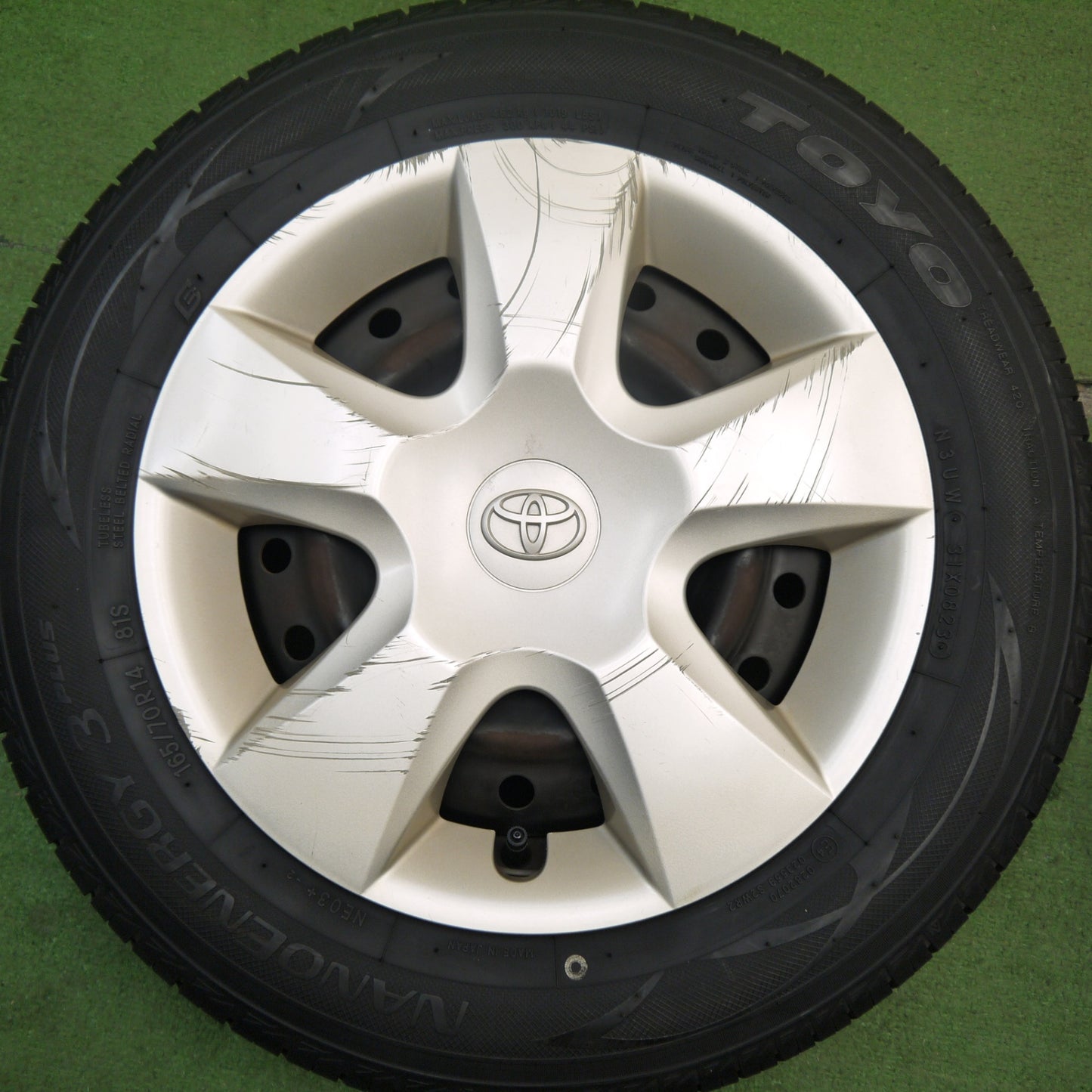 バリ溝！23年！9分★トヨタ パッソ 純正 スチール 165/70R14 トーヨー ナノエナジー3 プラス 14インチ PCD100/4H★5050712Hノ