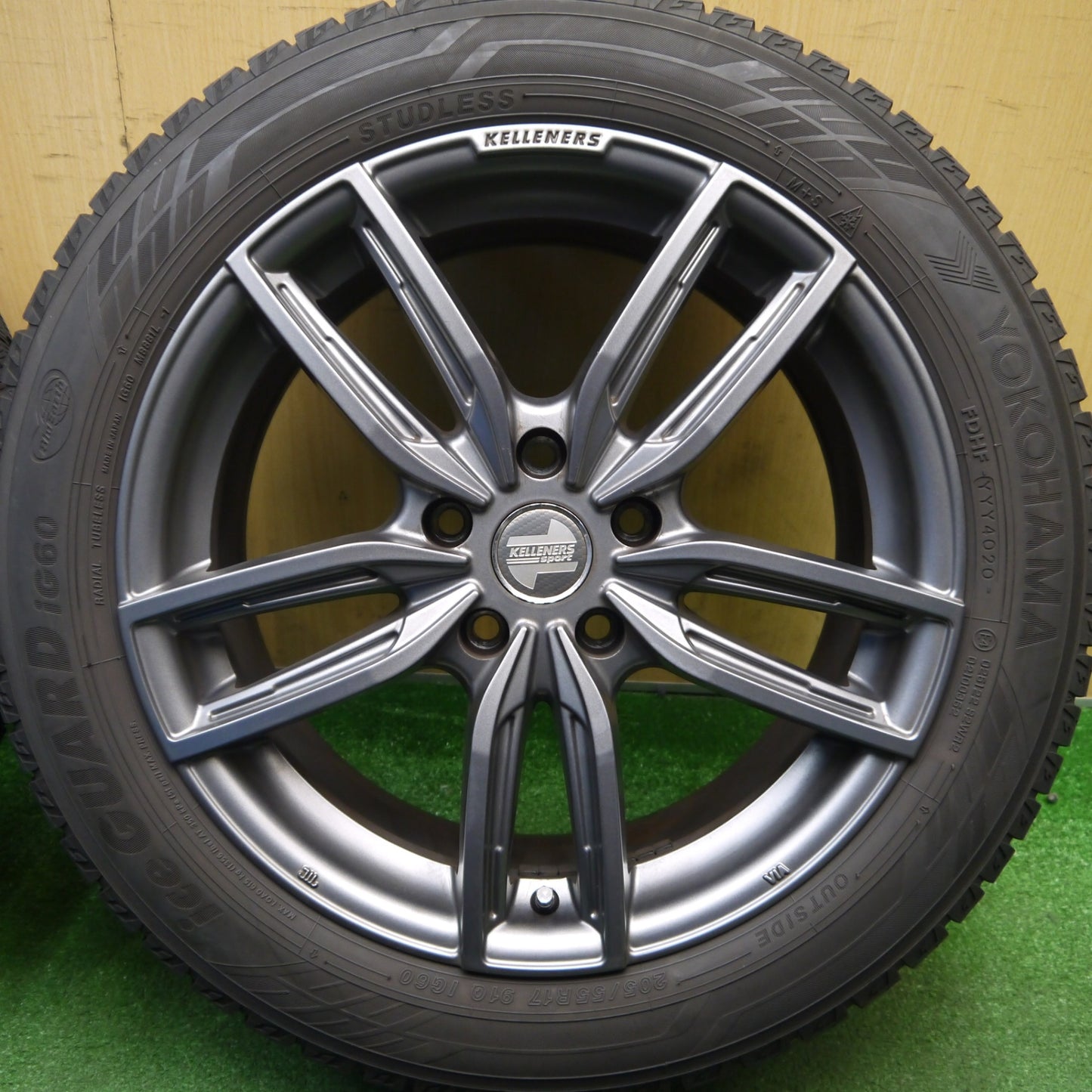 バリ溝！キレイ！9分★BMW MINI 等 Kelleners sport Jr GF5 205/55R17 スタッドレス ヨコハマ アイスガード iG60 ケレナーズ スポーツ ジュニア 17インチ PCD112/5H★6012605Hス