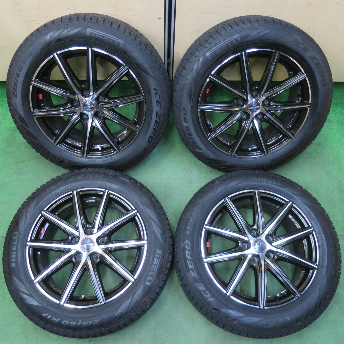 [送料無料] バリ溝！22年！キレイ！9.5分★スタッドレス 215/60R17 ピレリ アイスゼロ アシンメトリコ SMACK ENKEI 17インチ スマック エンケイ PCD114.3/5H★5012715イス