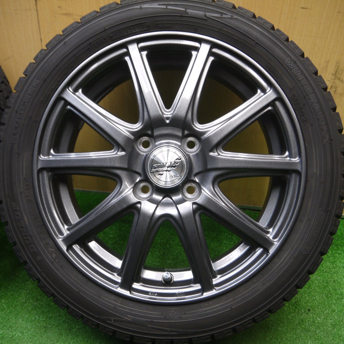 [送料無料] バリ溝！20年！キレイ！9分★スタッドレス 165/55R15 ダンロップ ウインターマックス WM02 FINAL SPEED MiD ファイナルスピード 軽自動車 PCD100/4H★4112010Hス