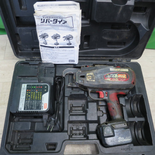 [送料無料] ☆マックス 鉄筋 結束機 リバータイア RB-399A-B2C/40A 充電器 バッテリー ケース付き エア 工具 現状品☆