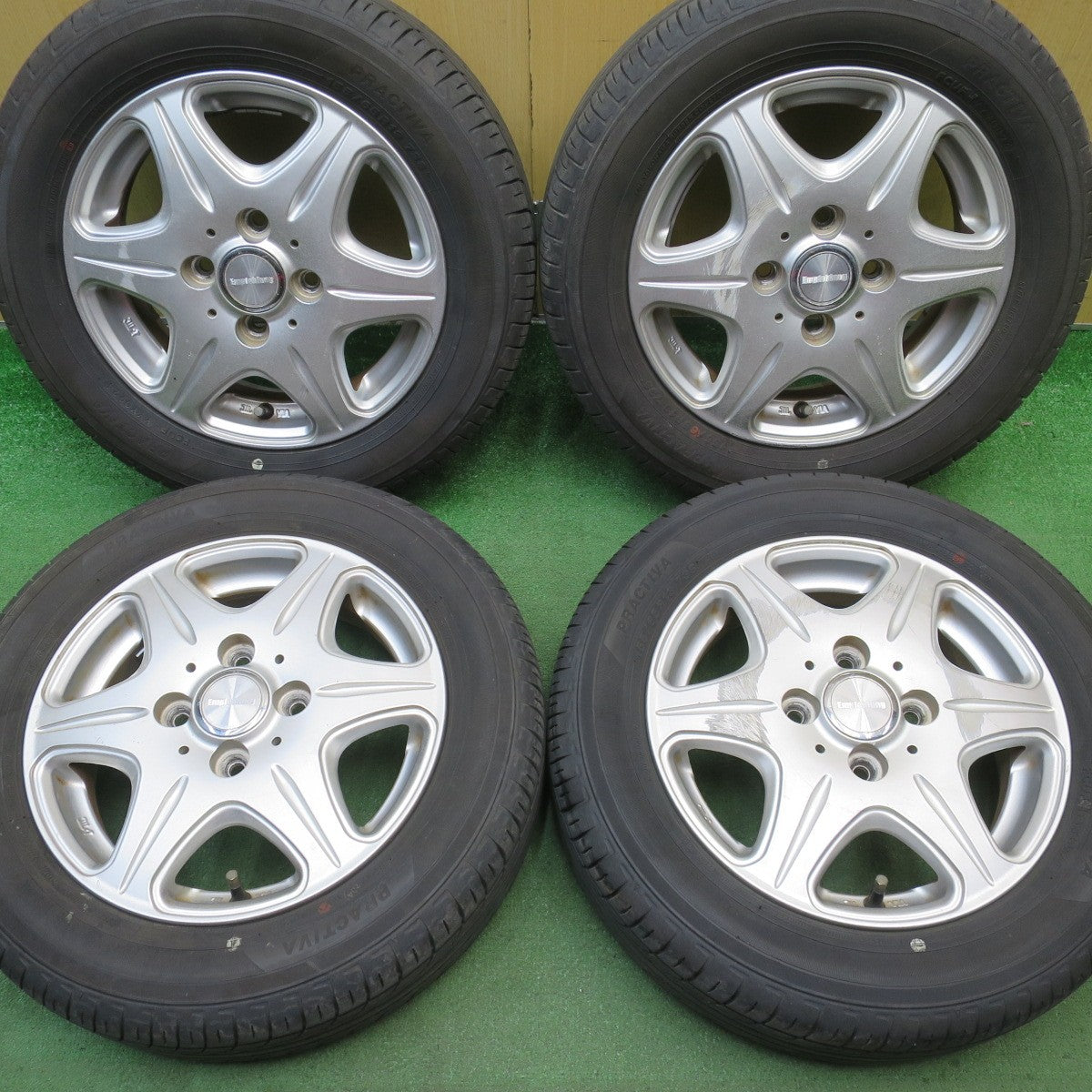 バリ溝！24年！9.5分◎155/65R13 プラクティバ ヨコハマ 製 Empfehlung 社外 アルミ 13インチ PCD100/4H◎6072702NJノ