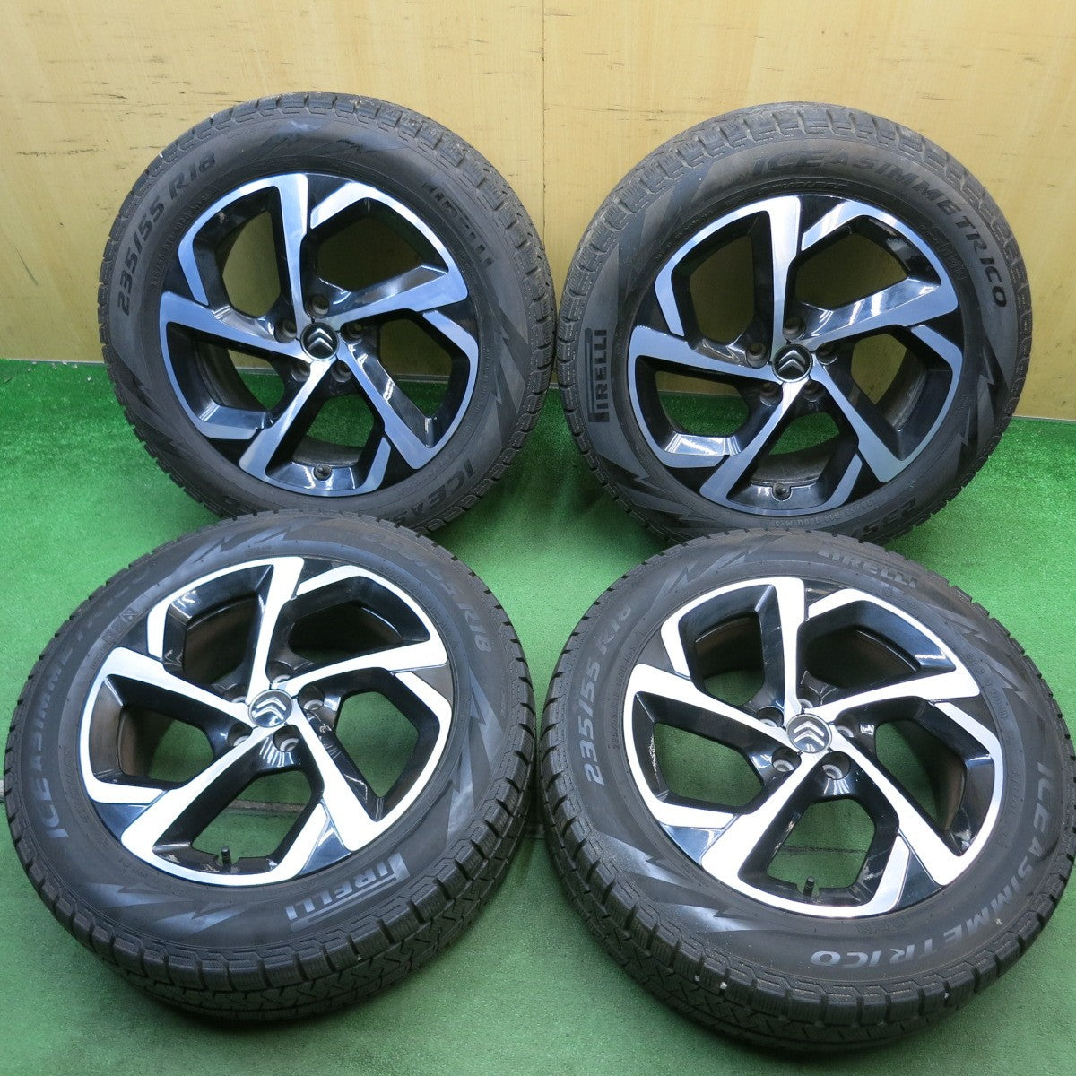バリ溝！8.5分◎シトロエン C5 エアクロス 純正 235/55R18 スタッドレス ピレリ アイスアシンメトリコ 18インチ PCD108/5H◎6071905HAス