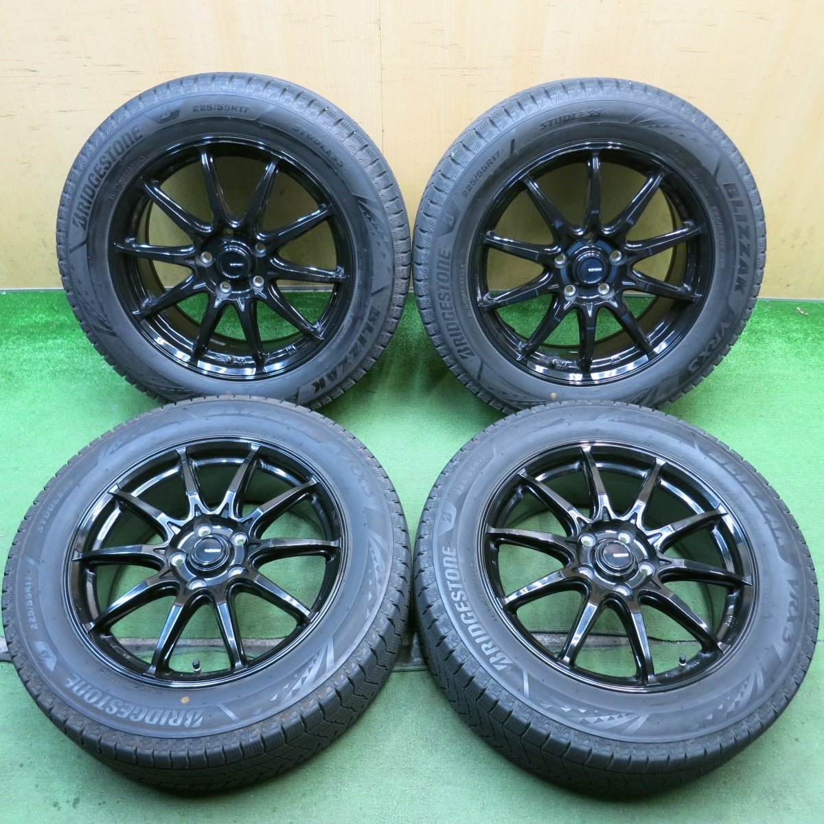 バリ溝！22年！キレイ！9.5分◎スタッドレス 225/55R17 ブリヂストン ブリザック VRX3 G-SPEED Gスピード 17インチ PCD114.3/5H◎6081413HAス