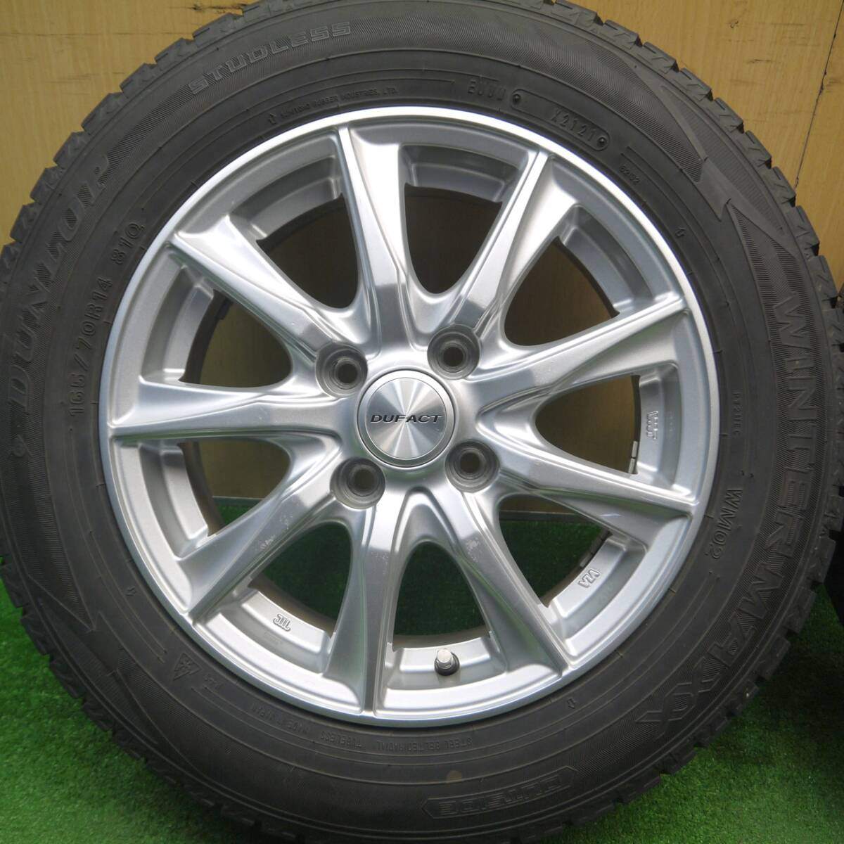 バリ溝！21年！キレイ！8.5分★スタッドレス 165/70R14 ダンロップ ウインターマックス WM02 DUFACT デュファクト 14インチ PCD100/4H★5012010Hス