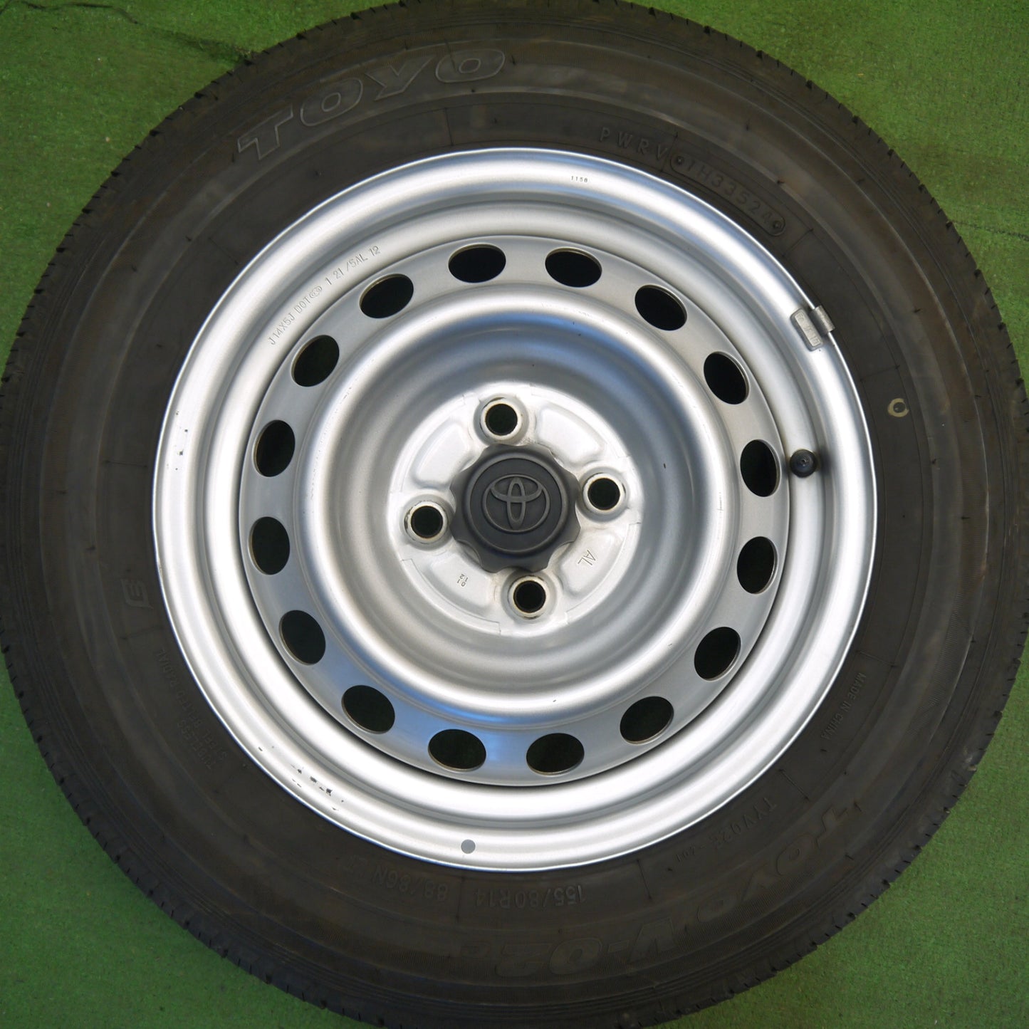 バリ溝！24年！キレイ！9分★トヨタ プロボックス サクシード 等 純正 スチール 155/80R14 88/86N トーヨー V-02e 14インチ PCD100/4H★6041302Hノ
