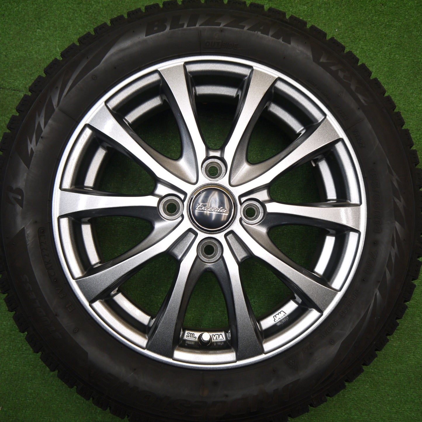バリ溝！23年！キレイ！ほぼ10分★スタッドレス 155/65R14 ブリヂストン ブリザック VRX2 Exceeder エクシーダー 14インチ PCD100/4H★5112606Hス