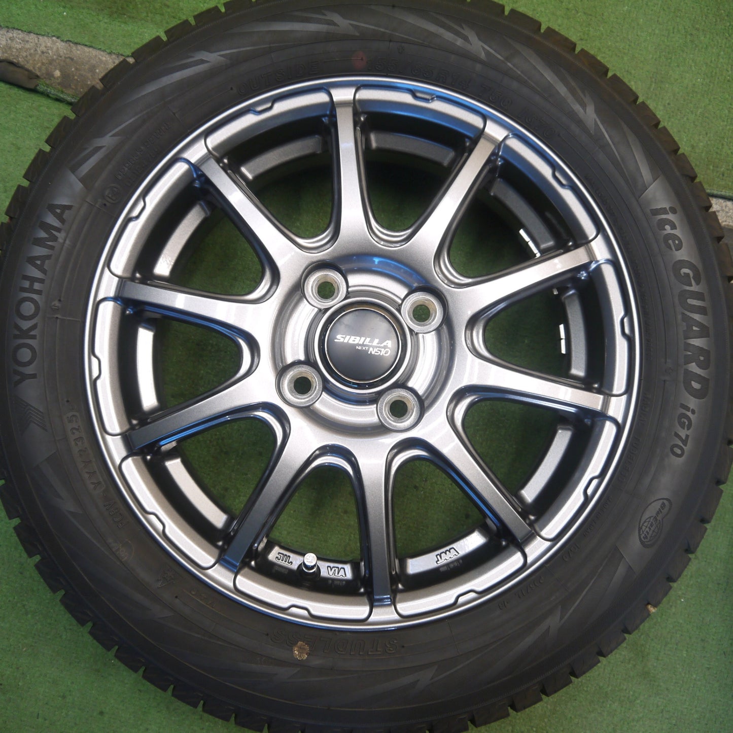 ほぼ未使用！25年！キレイ◎スタッドレス 155/65R14 ヨコハマ アイスガード iG70 SIBILLA NEXT NS10 シビラ ネクスト 14インチ PCD100/4H◎6081902Hス