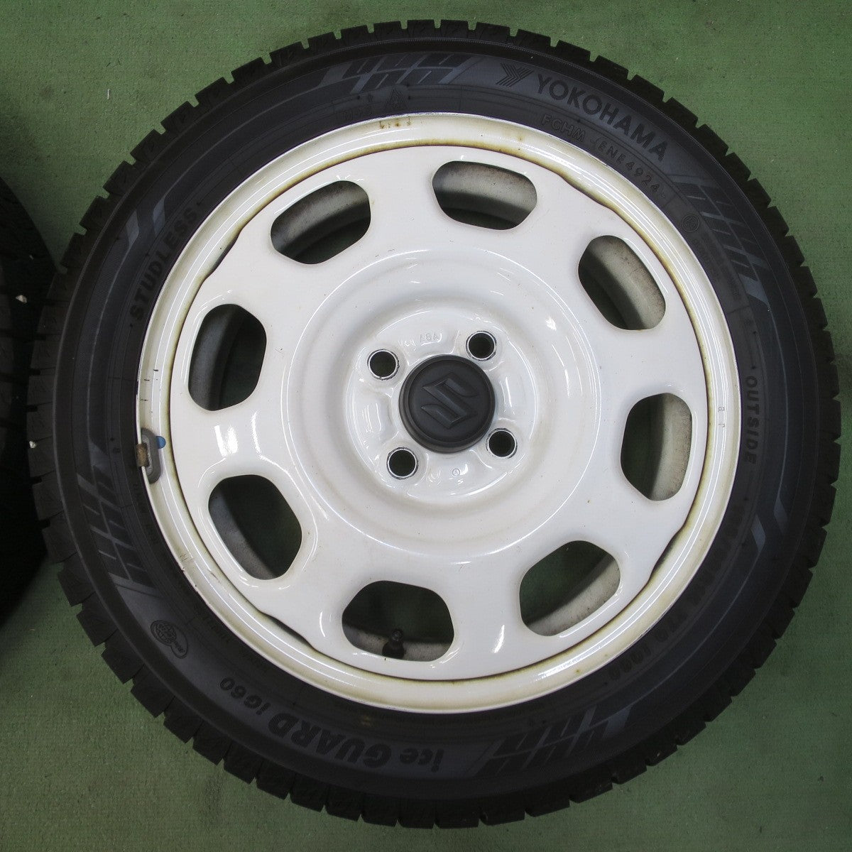 バリ溝！24年！9.5分以上★スズキ ハスラー 純正 スチール 165/60R15 スタッドレス ヨコハマ アイスガード iG60 15インチ PCD100/4H★6052203イス