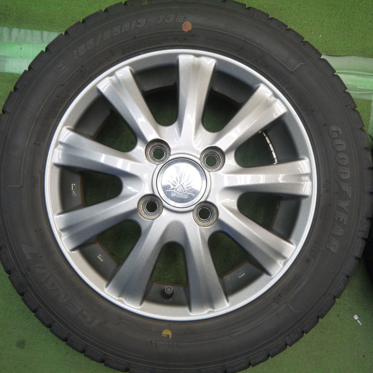 バリ溝！23年！8.5分◎スタッドレス 155/65R13 グッドイヤー アイスナビ7 STYTZ 社外 アルミ 13インチ PCD100/4H◎6092903Hス