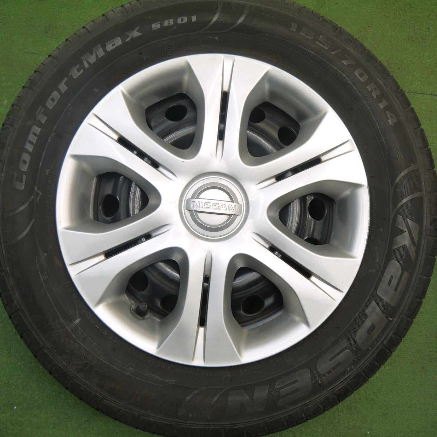 バリ溝！23年！9分★日産 ノート 純正 スチール 185/70R14 カプセン ComfortMax S801 14インチ PCD100/4H★6030206Hノ