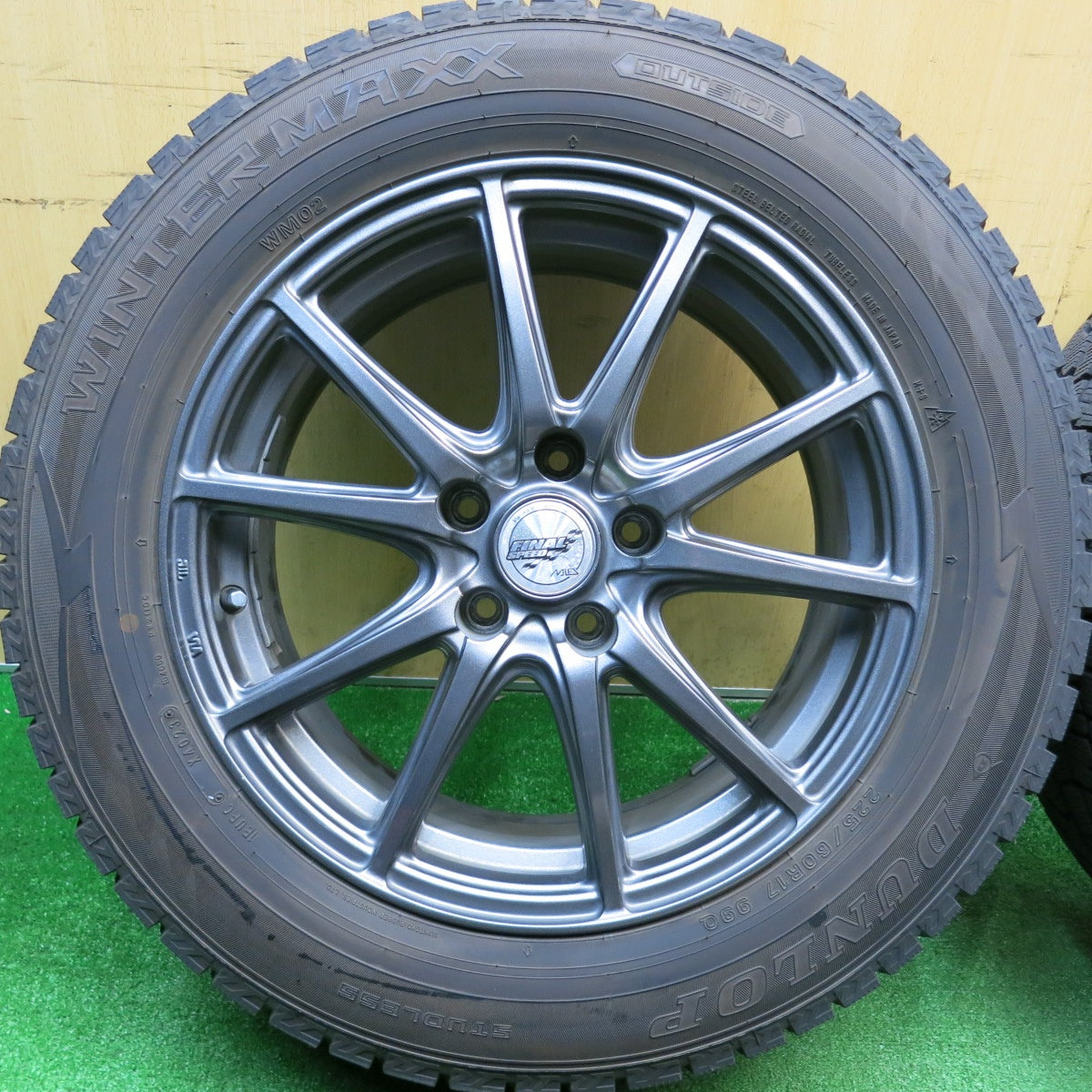 バリ溝！23年！9.5分★スタッドレス 225/60R17 ダンロップ ウインターマックス WM02 FINAL SPEED MiD ファイナルスピード 17インチ PCD114.3/5H★5113008HAス