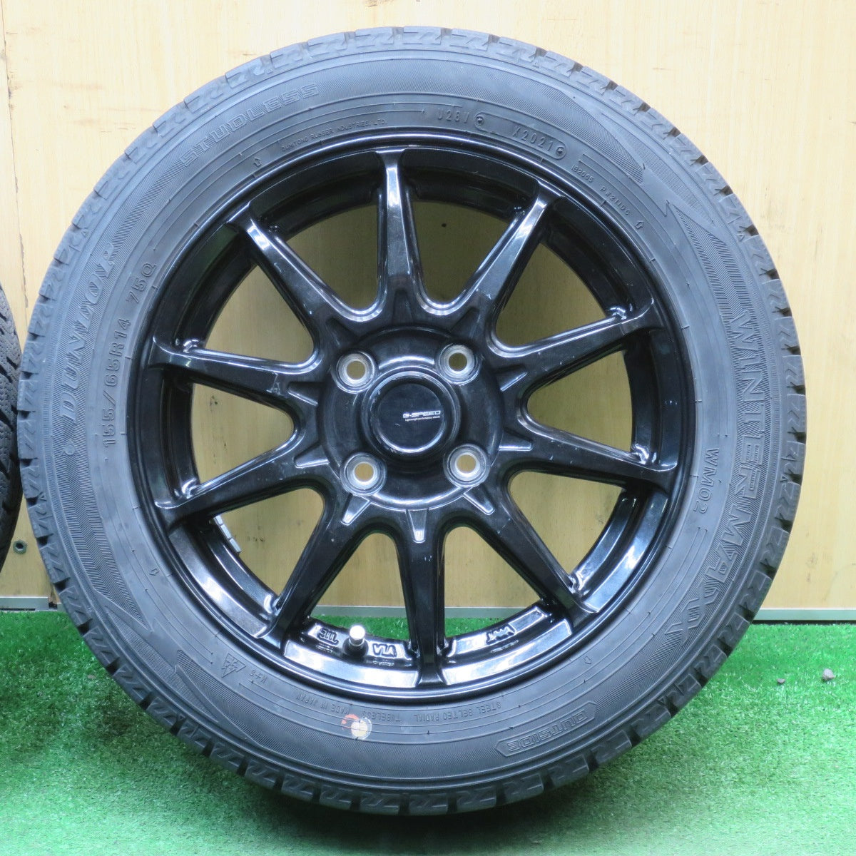 バリ溝！8.5分★スタッドレス 155/65R14 ダンロップ ウインターマックス WM02 G-speed Gスピード 14インチ PCD100/4H★6020302NJス