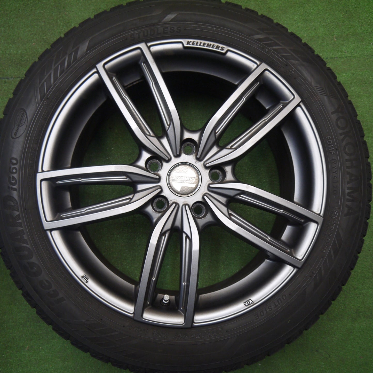 バリ溝！キレイ！9分★BMW MINI 等 Kelleners sport Jr GF5 205/55R17 スタッドレス ヨコハマ アイスガード iG60 ケレナーズ スポーツ ジュニア 17インチ PCD112/5H★6012605Hス