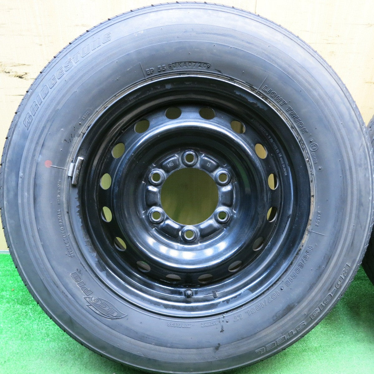 バリ溝！キレイ！9分★トヨタ ハイエース 純正 スチール 195/80R15 107/105L ブリヂストン RD-613 STEEL エコピア 15インチ PCD139.7/6H★5050306HAノ