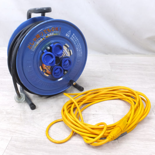 [送料無料] 付属品付き◆ハタヤ HATAYA サンデーレインボーリール 30m SS-30 ケーブル付き コードリール 屋外用 防雨型 電工ドラム 電源ドラム 延長コード◆