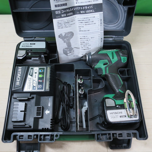 [送料無料] バッテリー2個付☆日立 コードレス インパクト ドライバ 14.4V WH14DKL 電動 工具 DIY ハイコーキ☆